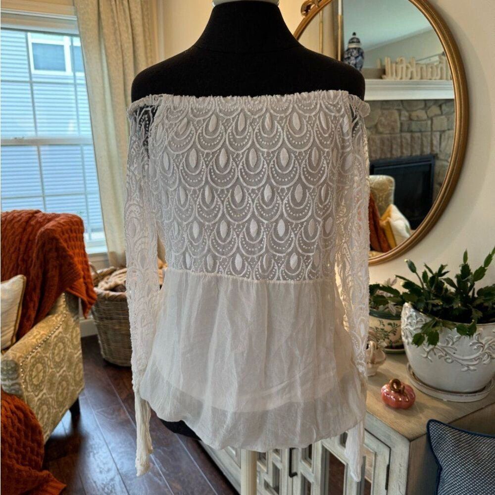 White Off-Shoulder Lace Top